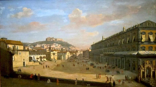 View of the Royal Palace at Naples, vintage artwork by Caspar van Wittel, 12x8" (A4) Poster