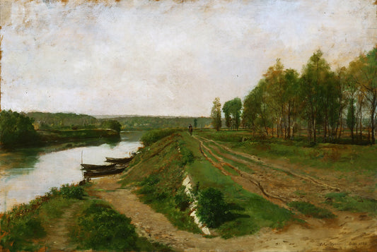The Seine at Poissy, vintage artwork by Jean-Louis Ernest Meissonier, A3 (16x12") Poster Print