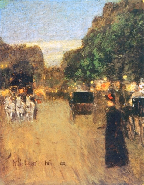 The Bois de Boulogne, vintage artwork by Childe Hassam, 12x8" (A4) Poster