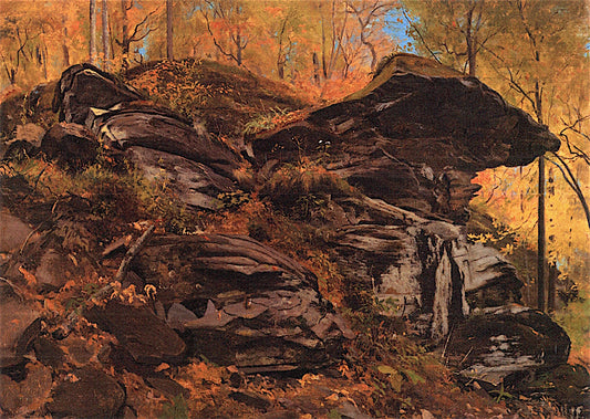 Rocks at the Corner, vintage artwork by Jervis McEntee, 12x8" (A4) Poster