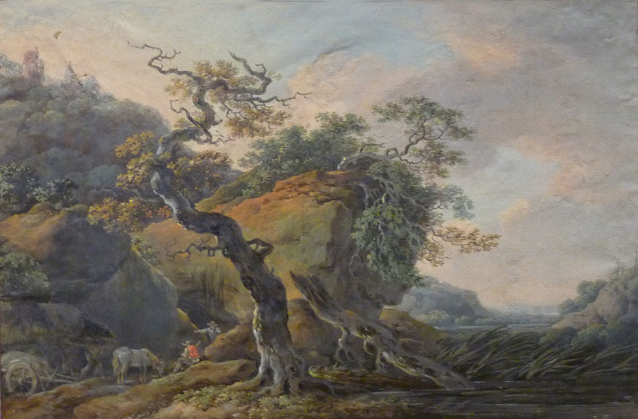 Landscape with two shepherds, vintage artwork by Philippe-Jacques de Loutherbourg, 12x8" (A4) Poster