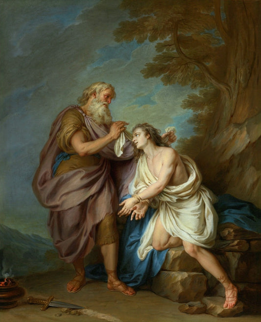 Abraham Preparing to Sacrifice Isaac (study), vintage artwork by Charles-Antoine Coypel IV, 12x8" (A4) Poster