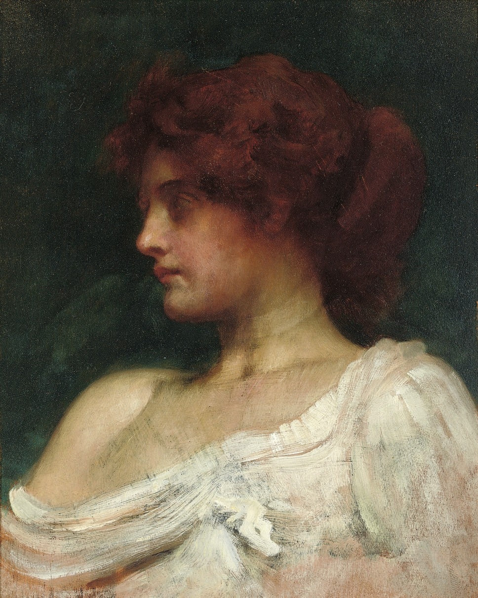 Study of a redheaded woman, vintage artwork by Philip Hermogenes Calderon, 12x8" (A4) Poster