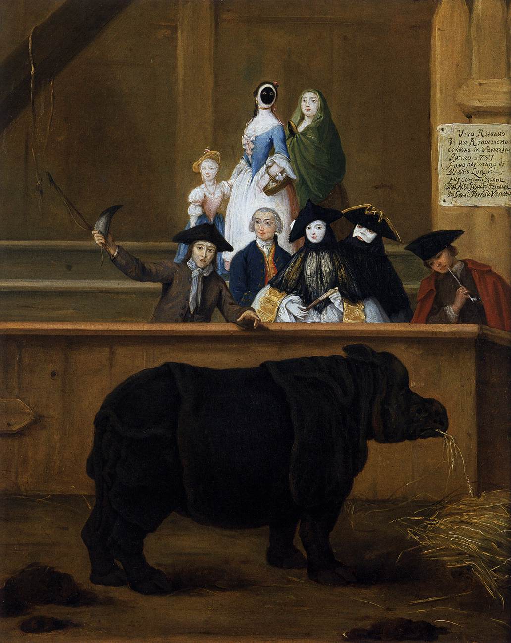 Exhibition of a Rhinoceros, vintage artwork by Pietro Longhi, 12x8" (A4) Poster