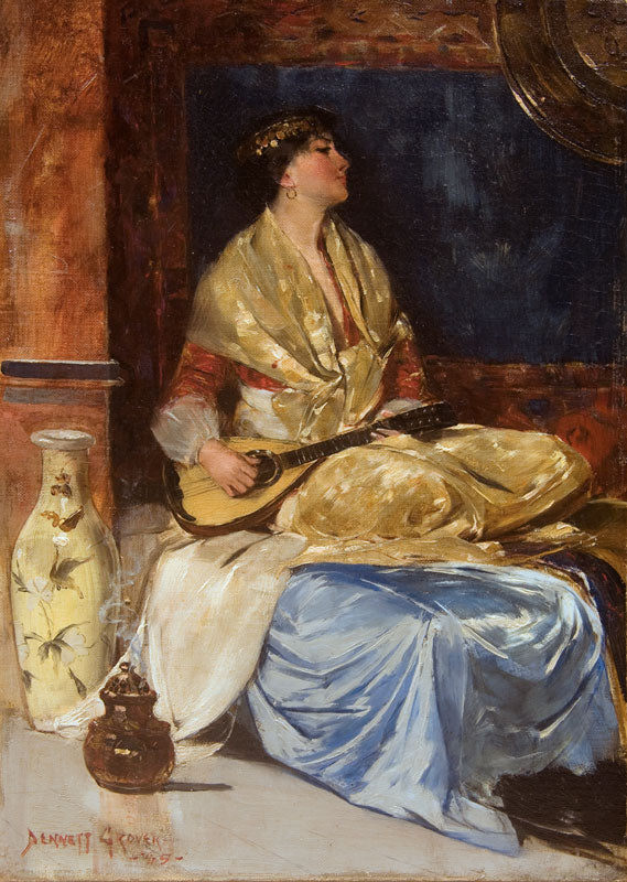 The Mandolin Player, vintage artwork by Oliver Dennett Grover, 12x8" (A4) Poster