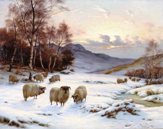 Winter Pasture, vintage artwork by Wright Barker, 12x8" (A4) Poster