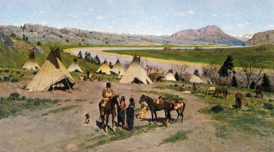 In the Foothills of the Rockies, vintage artwork by Henry F. Farny, 12x8" (A4) Poster
