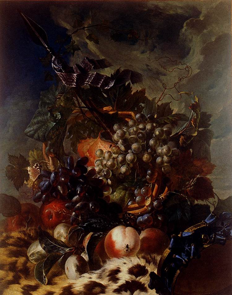 Still-Life with Fruit, vintage artwork by Luis Paret y Alcazar, 12x8" (A4) Poster