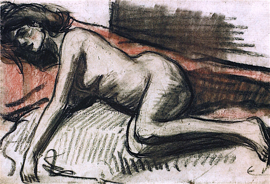 Augustine Sick in Bed, vintage artwork by Eugeen van Mieghem, 12x8" (A4) Poster