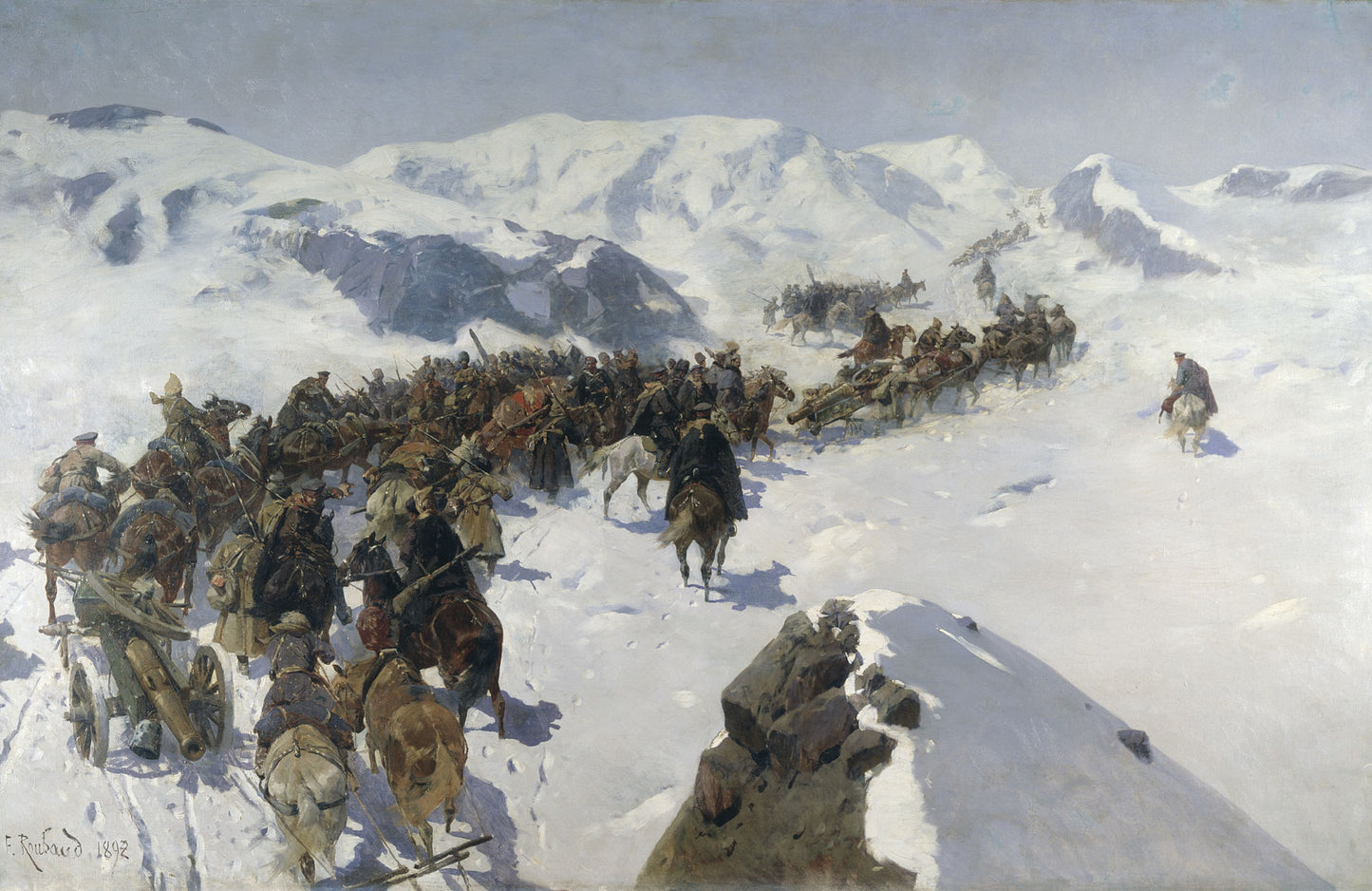 ky Crossing the Caucasus Mountains by Franc Alekseevich Rubo,A3(16x12")Poster