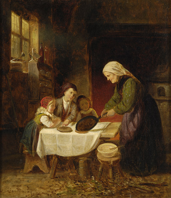 Grandmother's Pancakes, vintage artwork by Hubert Salentin, 12x8" (A4) Poster