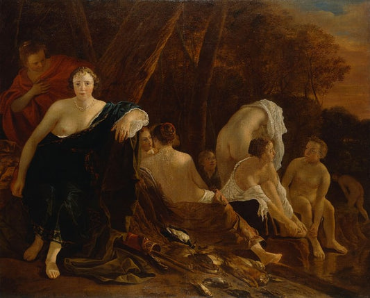 Diana with her Nymphs, vintage artwork by Jacob Van Loo, 12x8" (A4) Poster