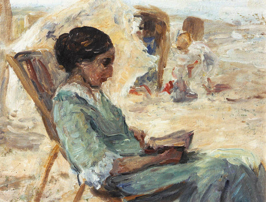 Artist's Wife on the Beach, Reading by Jan Zoetelief Tromp,16x12(A3) Poster