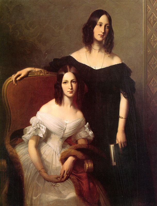 Portrait of Two Sisters, vintage artwork by Claude Marie Paul Dubufe, A3 (16x12") Poster Print