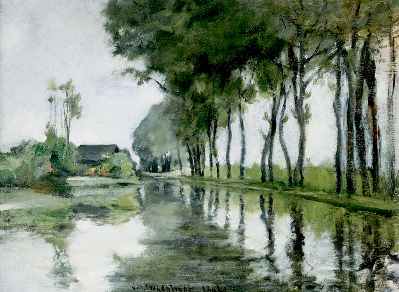 Canal Scene, Holland, vintage artwork by John Twachtman, 12x8" (A4) Poster
