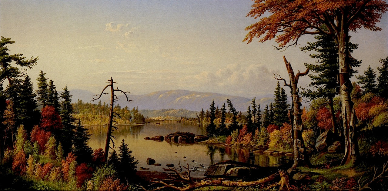 Raquette Lake, vintage artwork by Levi Wells Prentice, 12x8" (A4) Poster