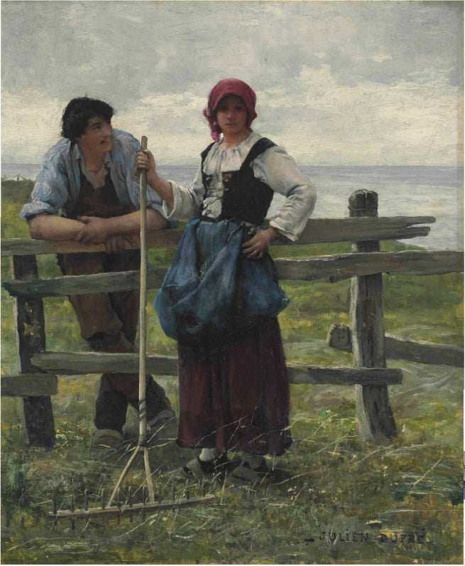 The Gossip, vintage artwork by Julien Dupre, 12x8" (A4) Poster