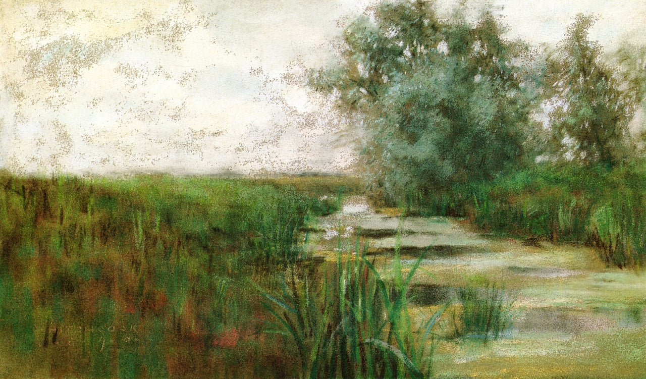 Canal, Egmond, Holland, vintage artwork by George Hitchcock, 12x8" (A4) Poster
