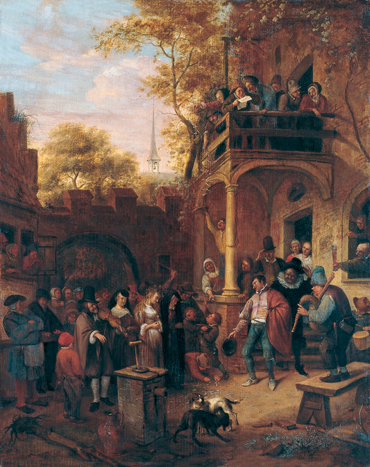Country Wedding, vintage artwork by Jan Havicksz. Steen, 12x8" (A4) Poster