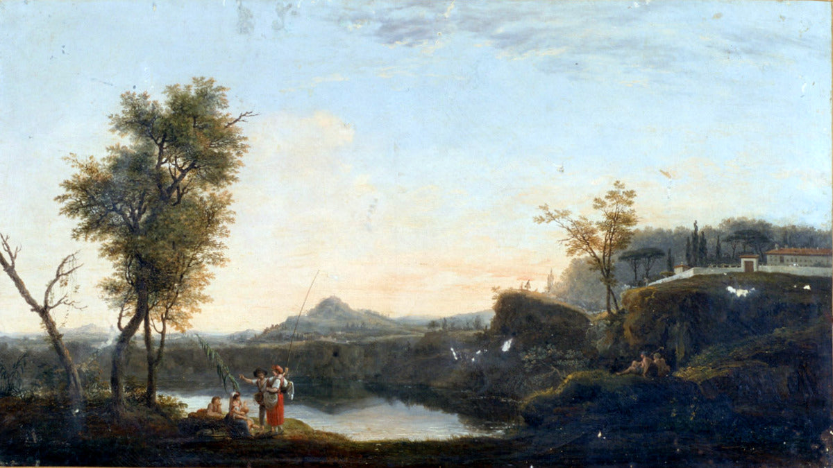 Roman Countryside, vintage artwork by Cesar Van Loo, 12x8" (A4) Poster