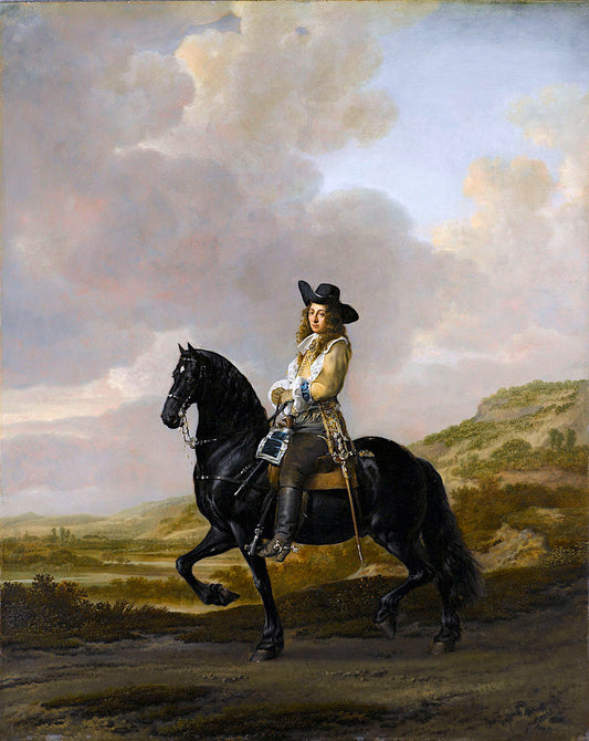 Pieter Schout on Horseback, vintage artwork by Adriaen van de Velde, 12x8" (A4) Poster