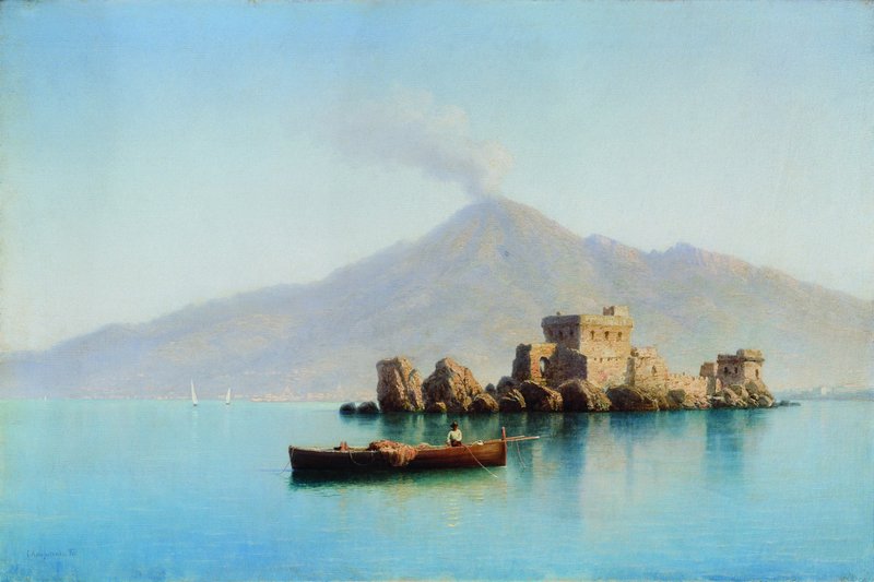 Mount Vesuvius, vintage artwork by Gavriil Kondratenko, 12x8" (A4) Poster