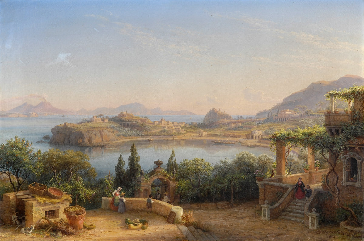 Port of Ischia, vintage artwork by Fritz Rudolf Eduard Agricola, A3 (16x12") Poster Print