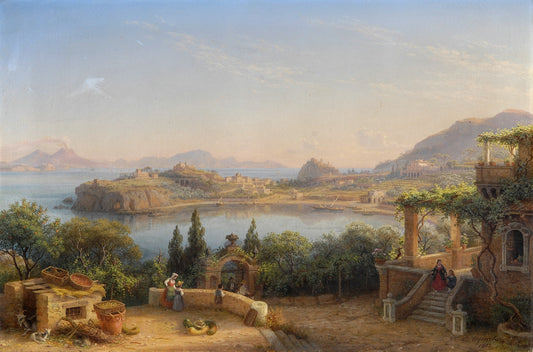 Port of Ischia, vintage artwork by Fritz Rudolf Eduard Agricola, A3 (16x12") Poster Print