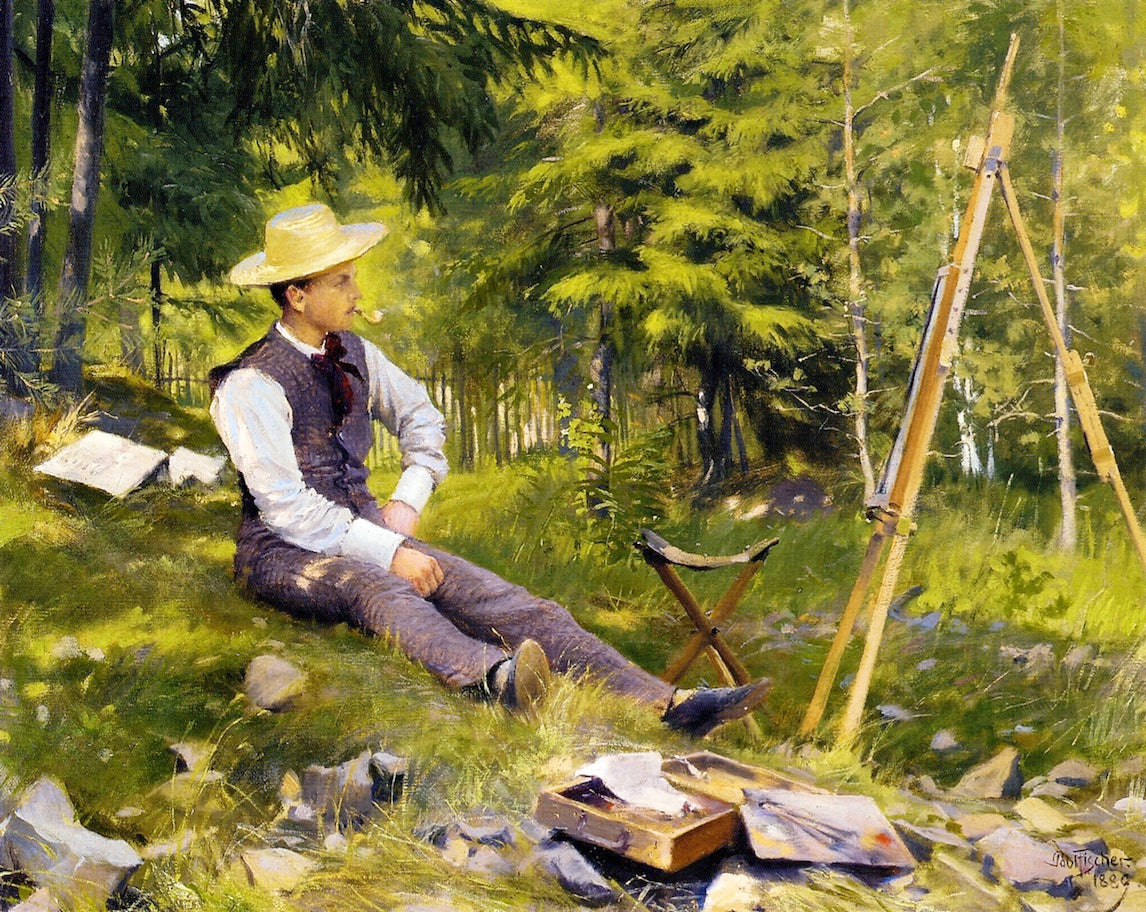 The Artist at His Easel by Paul-Gustave Fischer,A3(16x12")Poster