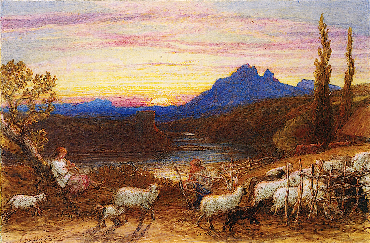 Till Vesper Bade the Swain, vintage artwork by Samuel Palmer, A3 (16x12") Poster Print