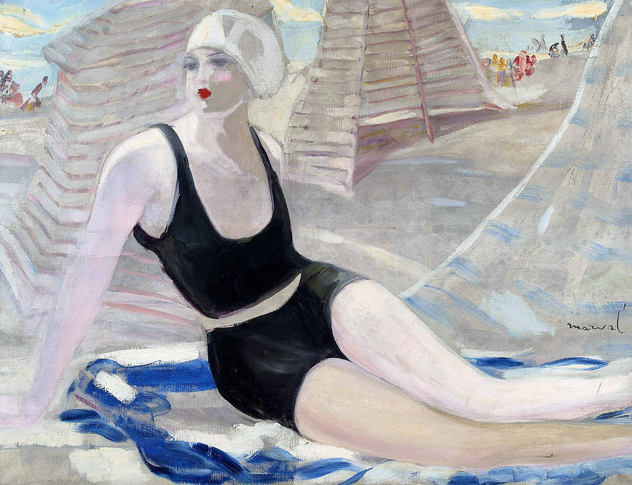 Bather In A Black Swimsuit by Jacqueline Marval,A3(16x12")Poster