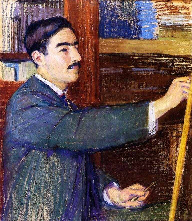 Georges de Mire at the Easel, vintage artwork by Roger de la Fresnaye, 12x8" (A4) Poster