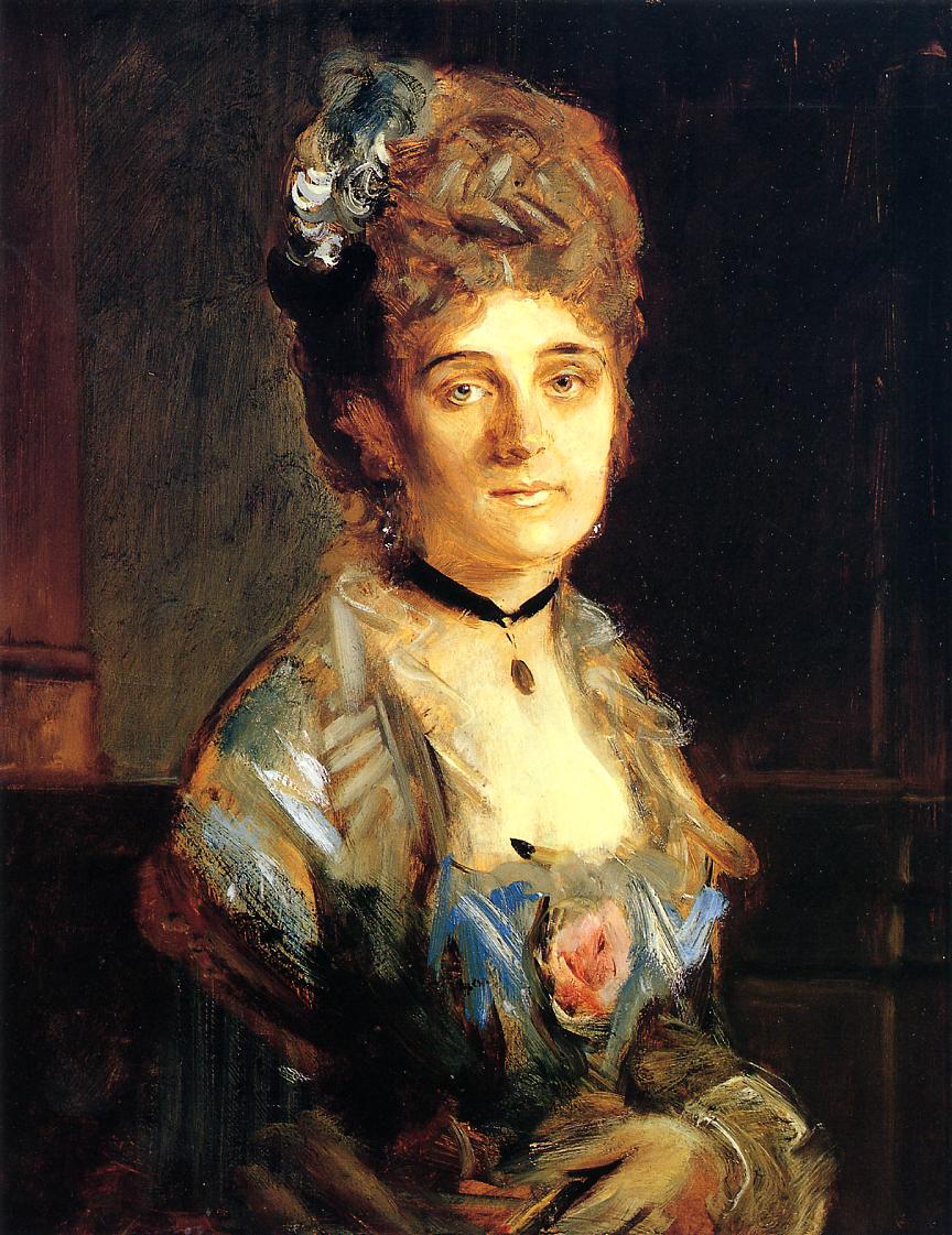Portrait of Countess Zecheny, vintage artwork by Franz von Lenbach, 12x8" (A4) Poster