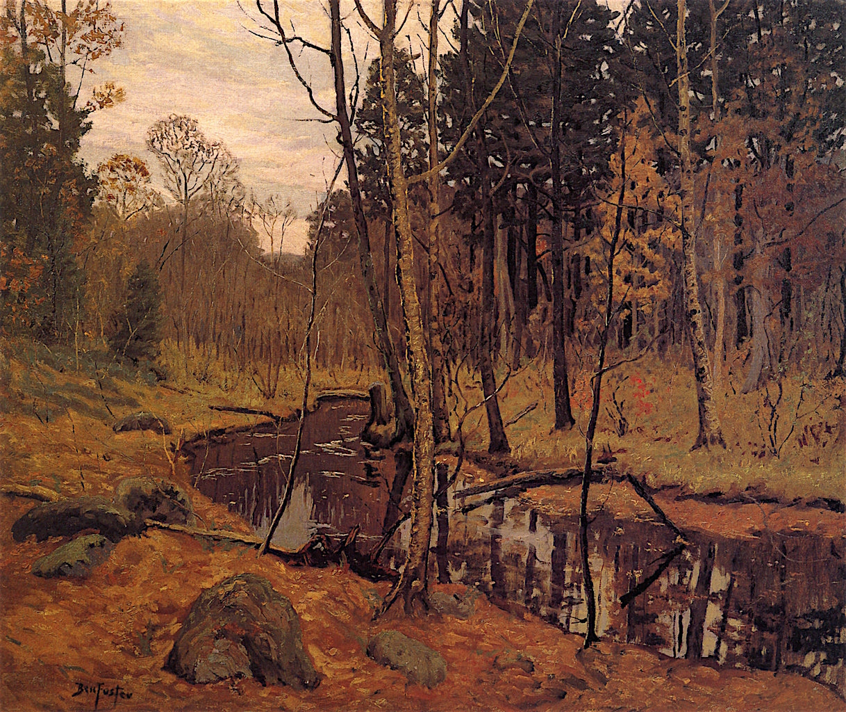 Silent Creek, vintage artwork by Ben Foster, 12x8" (A4) Poster