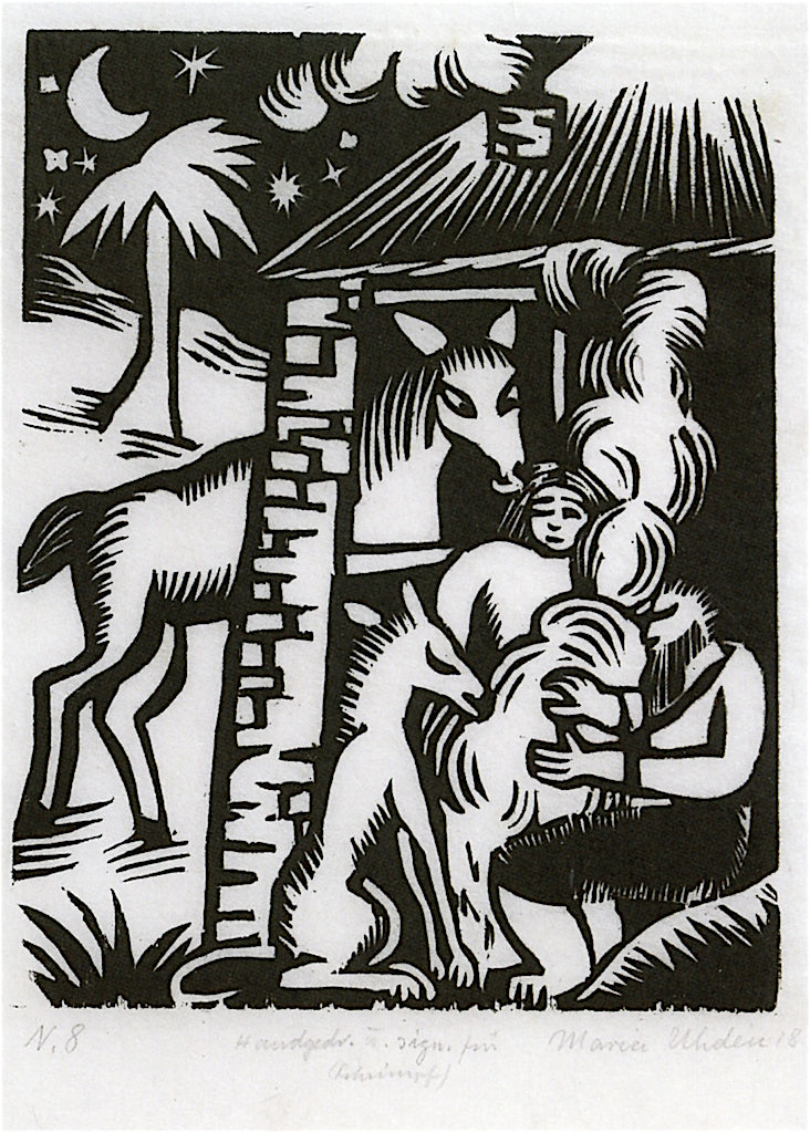 Resting Couple, vintage artwork by Maria Uhden, 12x8" (A4) Poster