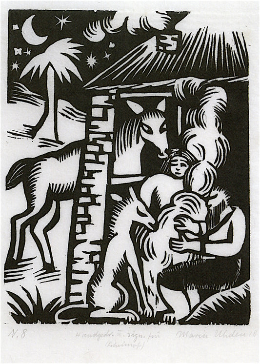 Resting Couple, vintage artwork by Maria Uhden, 12x8" (A4) Poster
