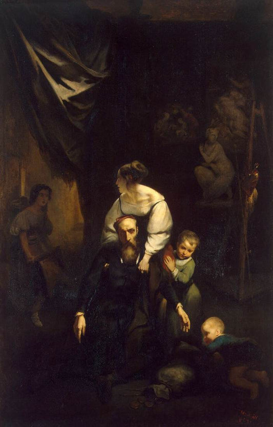 The Death of Correggio, vintage artwork by Octave Tassaert, A3 (16x12") Poster Print