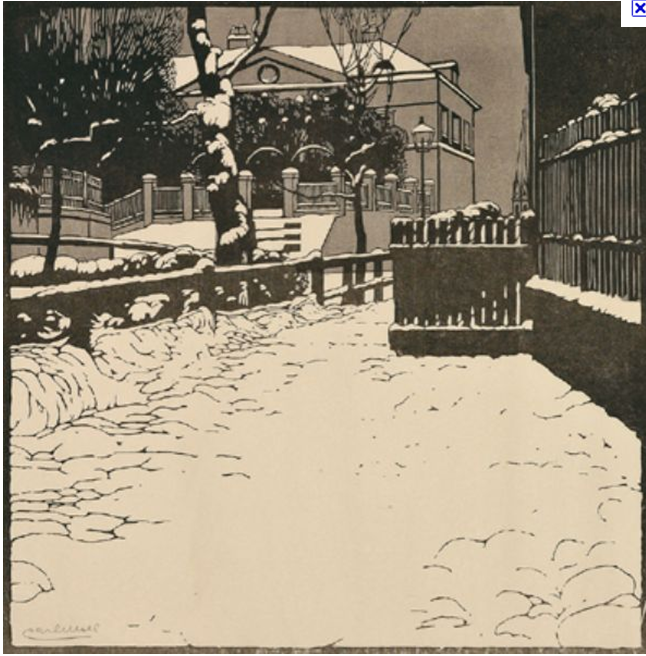 Snow-covered Villa in Dobling by Carl Julius Rudolf Moll,A3(16x12")Poster