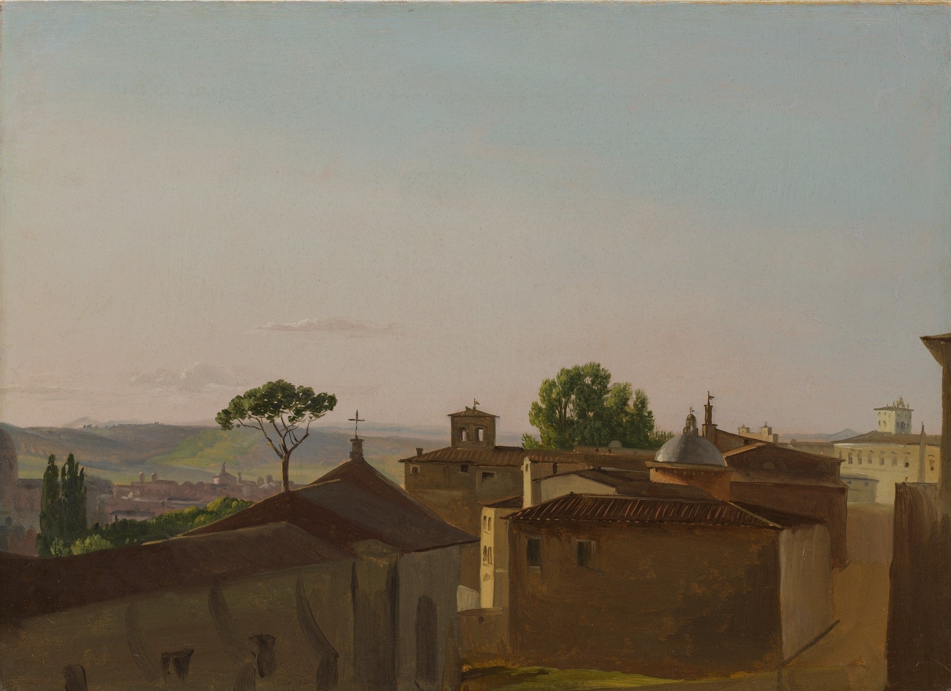 View on the Quirinal Hill, Rome, vintage artwork by Simon Denis, 12x8" (A4) Poster
