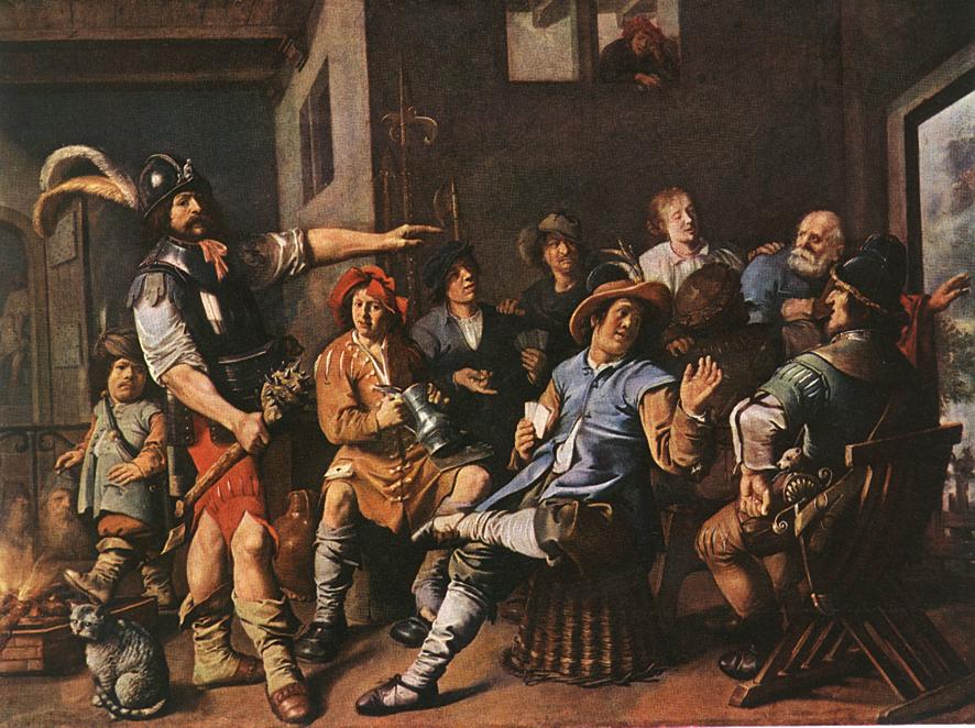 The Denying of Peter, vintage artwork by Jan Miense Molenaer, 12x8" (A4) Poster