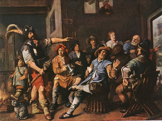 The Denying of Peter, vintage artwork by Jan Miense Molenaer, 12x8" (A4) Poster