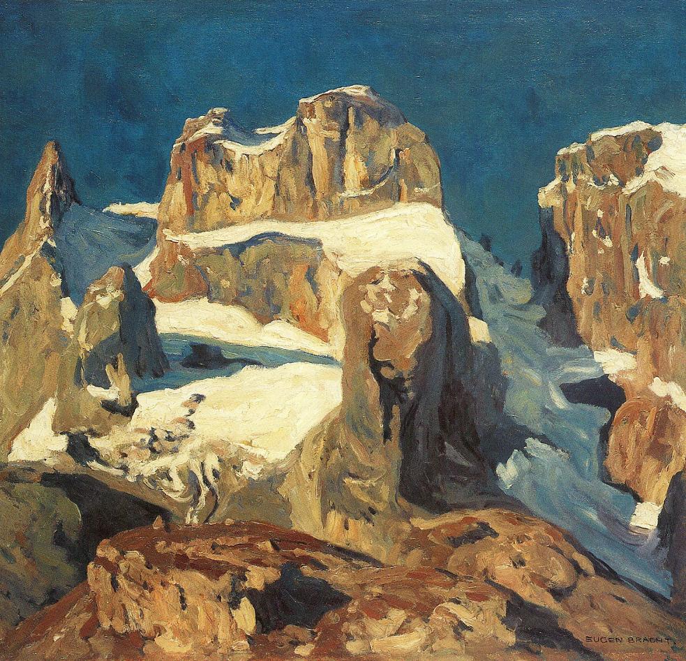 The Three Towers in Grauertal (Die Drei Türme im Grauertal), vintage artwork by Eugen Felix Prosper Bracht, 12x8" (A4) Poster