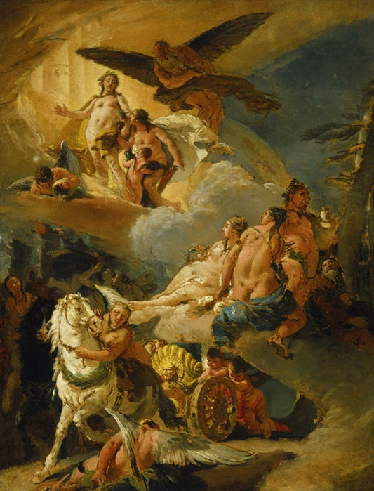 Allegory of Phaeton and Apollo, vintage artwork by Giovanni Battista Tiepolo, 12x8" (A4) Poster