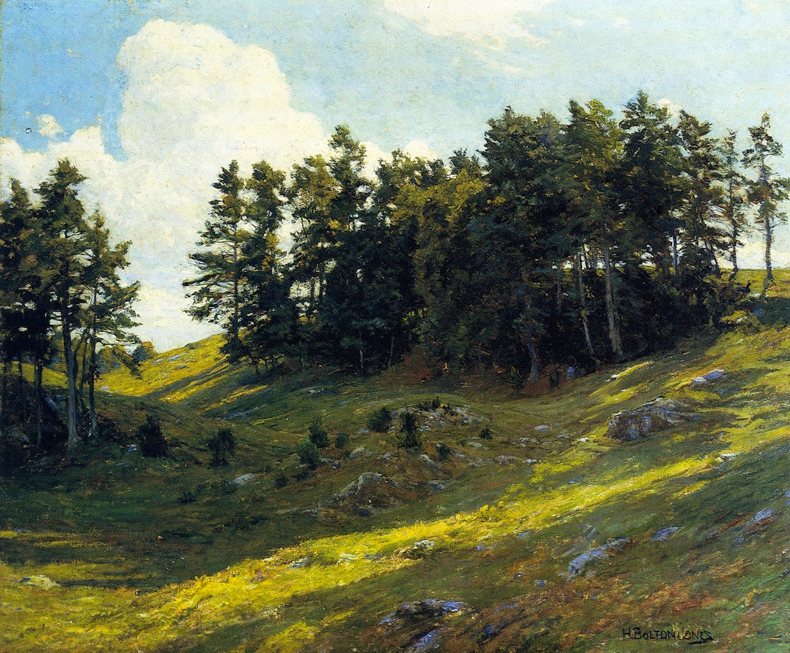 Sun Dapples Hilside, vintage artwork by Hugh Bolton Jones, 12x8" (A4) Poster