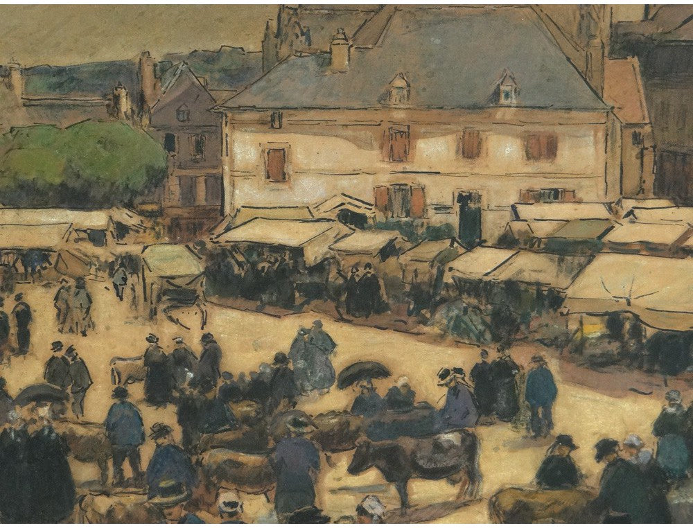 Market in Quimper by Henri Alphonse Barnoin,16x12(A3) Poster