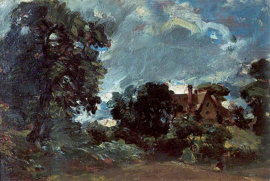 A Cottage and Lane at Langham (sketch for 'The Glebe Farm'), vintage artwork by John Constable, 12x8" (A4) Poster