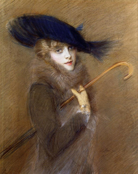 Portrait of Peggy Letellier, vintage artwork by Paul Cesar Helleu, 12x8" (A4) Poster