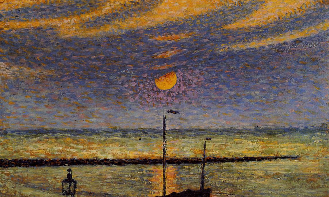 Heyst No. 19: Clear Night, Moon, vintage artwork by Georges Lemmen, 12x8" (A4) Poster