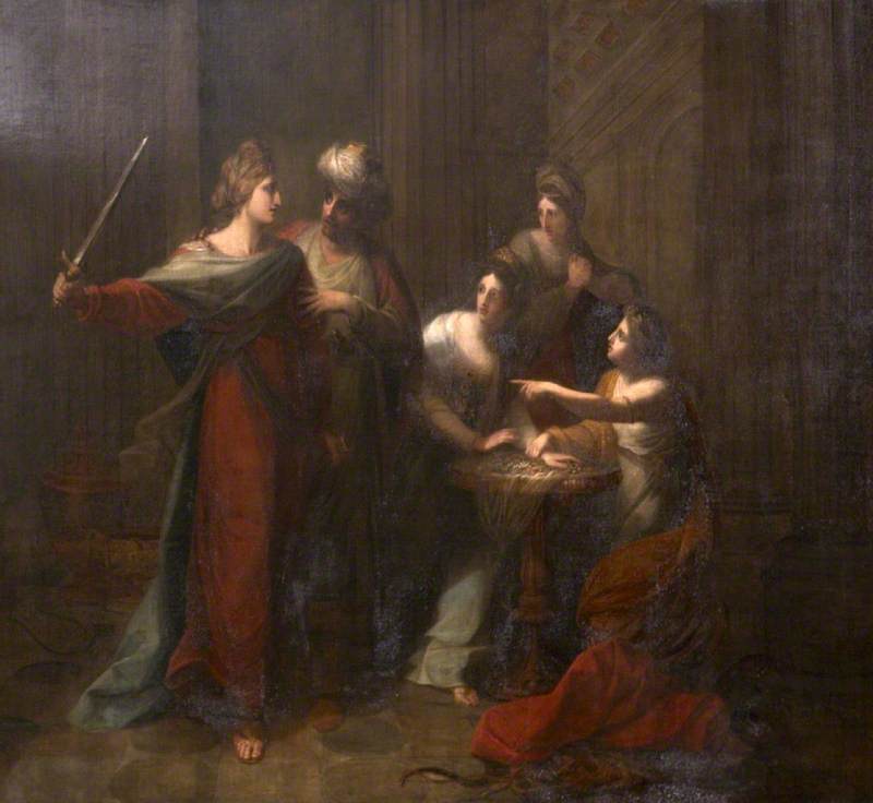 Interview of Edgar and Elfrida, after Her Marriage to Athelwold, vintage artwork by Angelica Kauffmann, 12x8" (A4) Poster