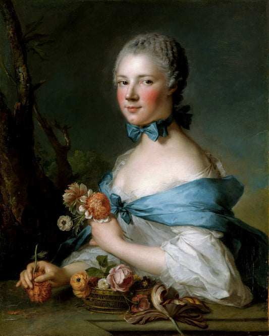 Portrait of a Woman, called Marquise Perrin de Cypierre, vintage artwork by Jean-Marc Nattier, 12x8" (A4) Poster